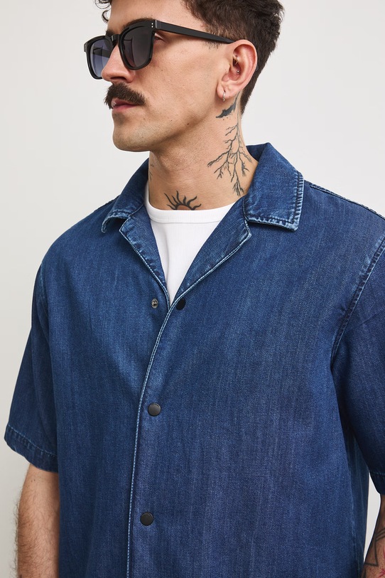 Koszula męska z lyocellem z efektem sprania RS26-KKMA22