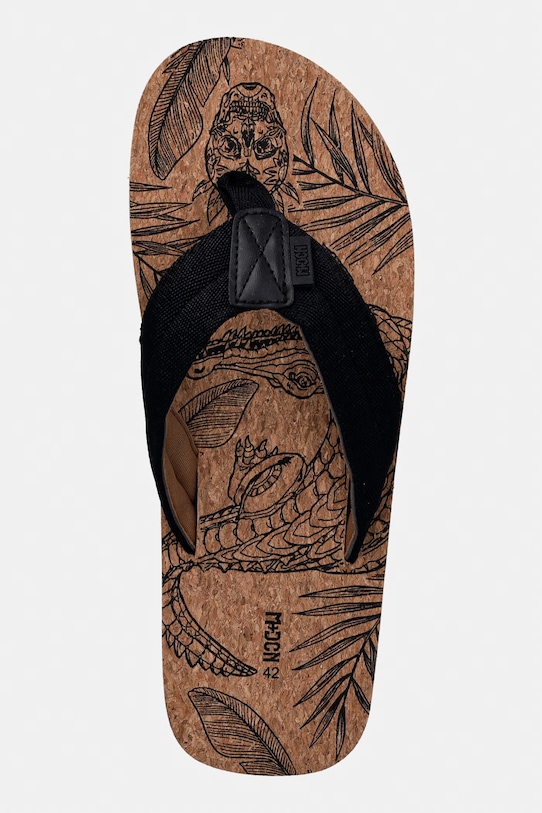 Japonki męskie z motywem roślinnym brązowy RS26-KLM804