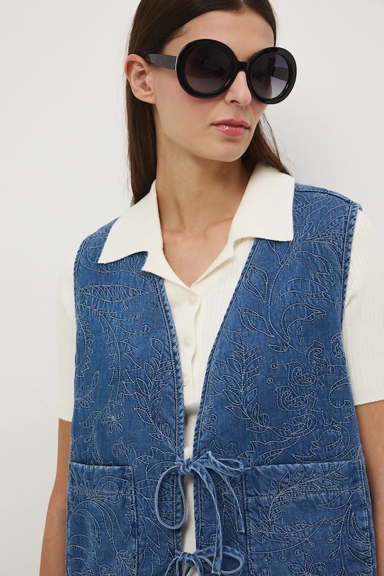 Rifľová vesta s ozdobnou výšivkou modrá RS26-KMD300