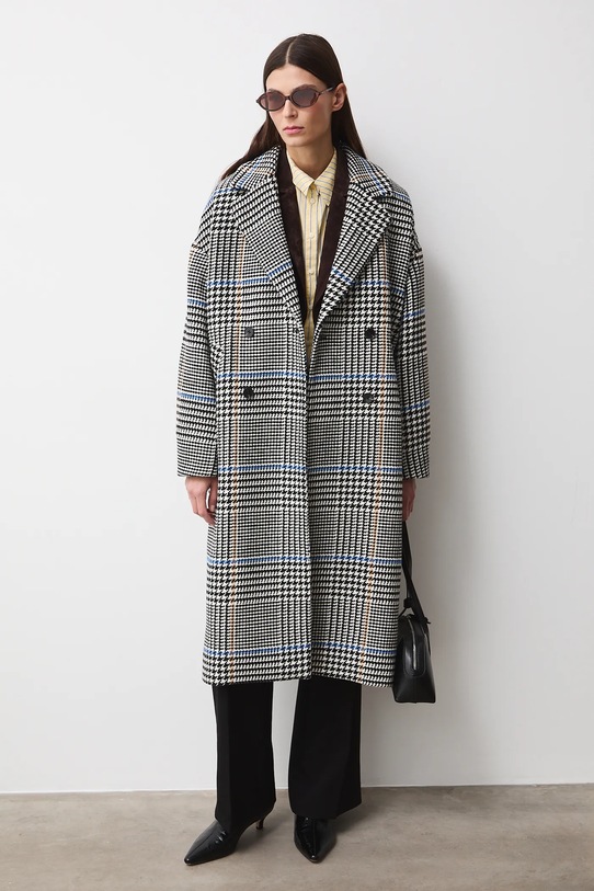 Medicine płaszcz z domieszką wełny RS26-KPD100 czarny RS26