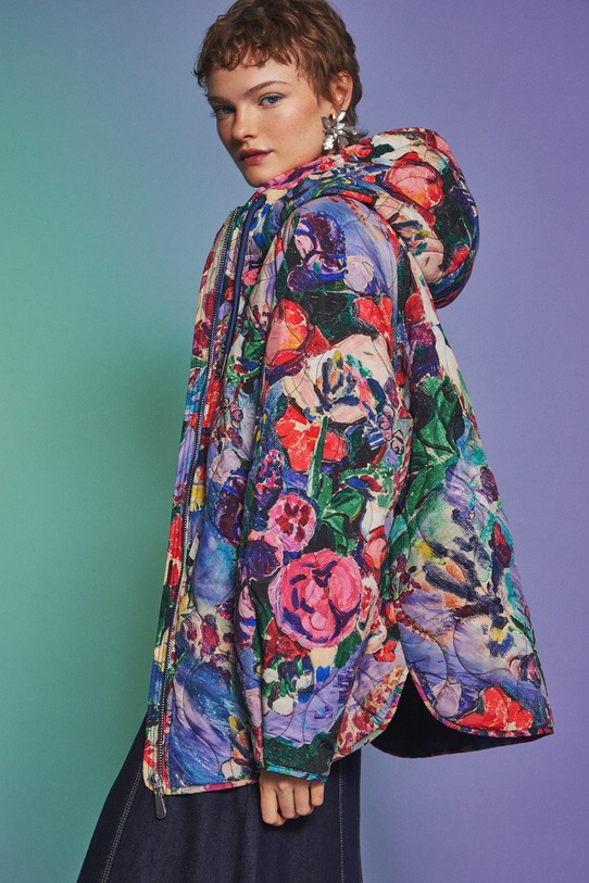 Bunda dámská ze speciální kolekce Eviva L'arte s kapucí vícebarevná RS26-KUD252