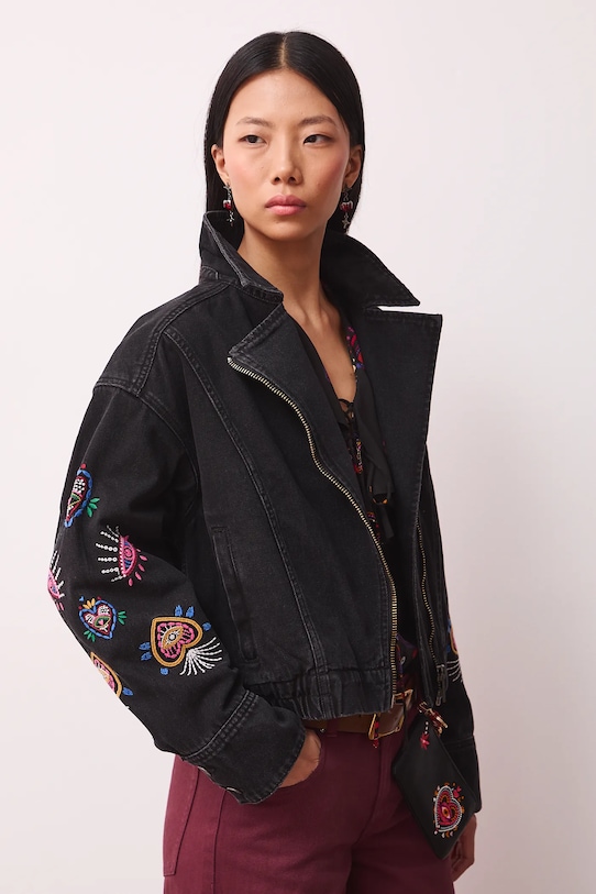 Medicine kurtka jeansowa bawełniana czarny RS26-KUD280