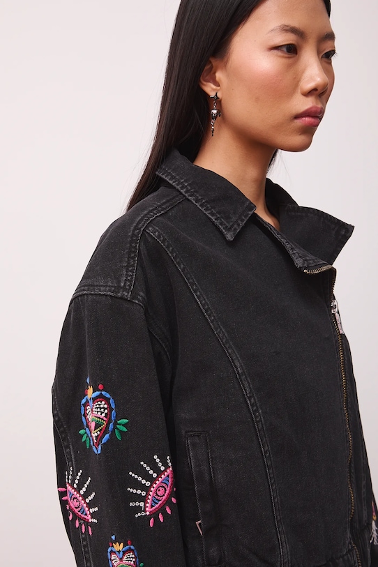 Medicine kurtka jeansowa bawełniana RS26-KUD280 czarny