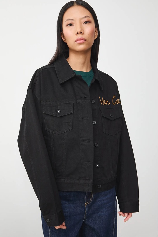 Bavlněná džínová bunda z Kočičí kolekce bez kapuce černá RS26-KUD350