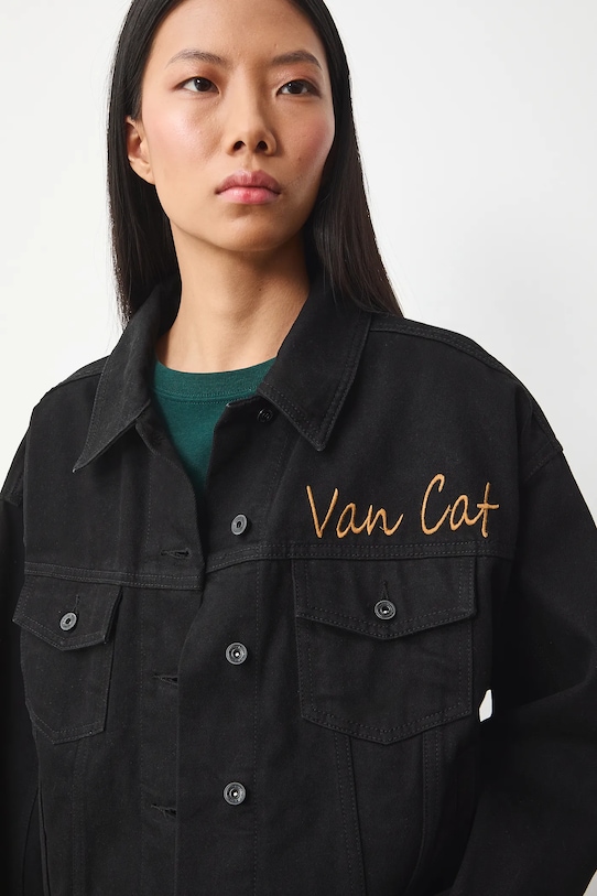 Bavlnená rifľová bunda z Mačacej kolekcie čierna RS26-KUD350