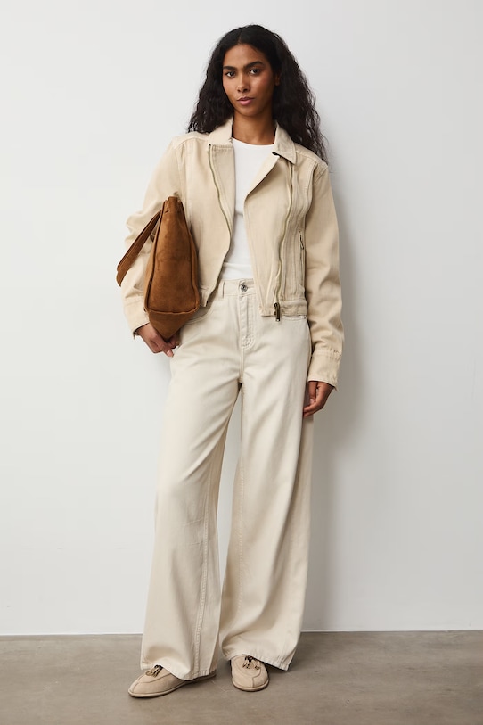 Medicine kurtka jeansowa damska bawełniana beżowy RS26-KUD506