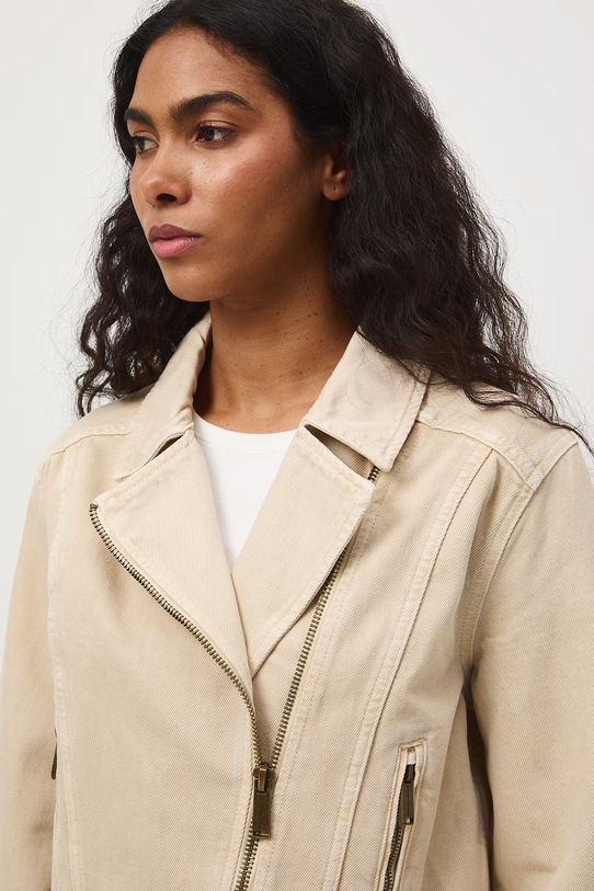 Medicine kurtka jeansowa damska bawełniana beżowy RS26-KUD506