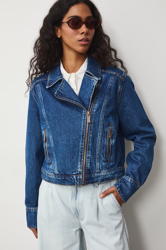 Medicine kurtka jeansowa damska bawełniana granatowy RS26-KUD506