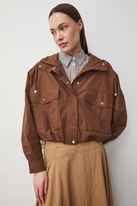 Medicine krótka kurtka damska z bawełny RS26-KUD600 brązowy RS26