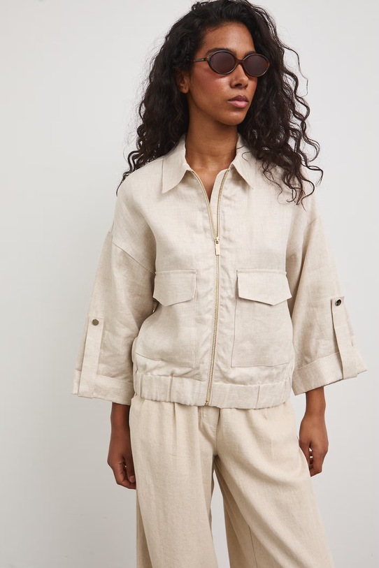 Medicine bomberka damska lniana beżowy RS26-KUD802