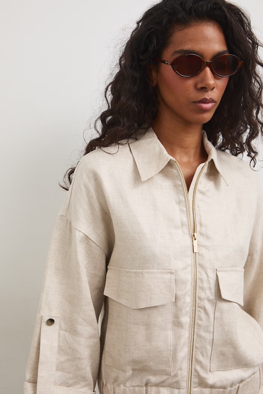 Medicine bomberka damska lniana beżowy RS26-KUD802