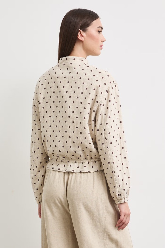 Odzież Bomberka damska z lnem w kropki RS26-KUD900 beżowy