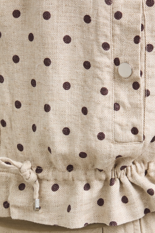 Bunda bomber dámska s ľanom s bodkovaným vzorom RS26-KUD900 béžová