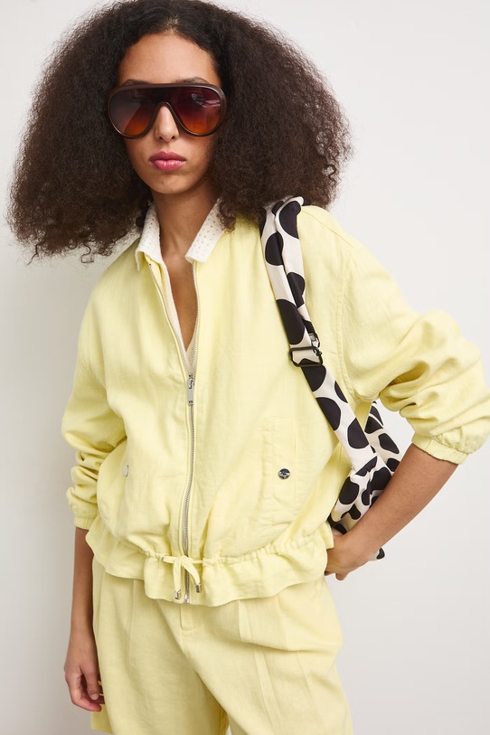 Bomberka damska z lnem gładka RS26-KUD900 żółty RS26