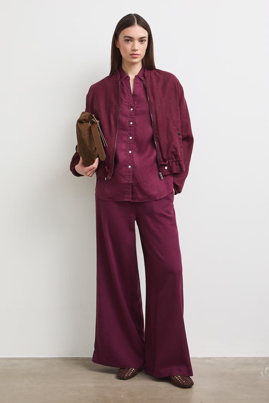 Bomberka damska z lnem gładka bordowy RS26-KUD900