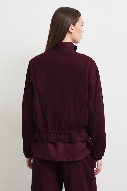 Oblečenie Bunda bomber dámska s ľanom hladká RS26-KUD900 burgundské