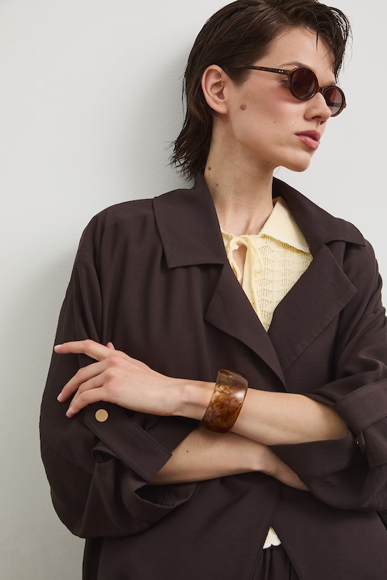 Kurtka damska z wiskozą brązowy RS26-KUD903