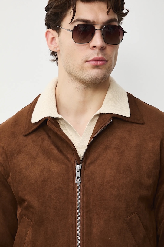 Bunda pánská typ harrington plain hnědá RS26-KUM301