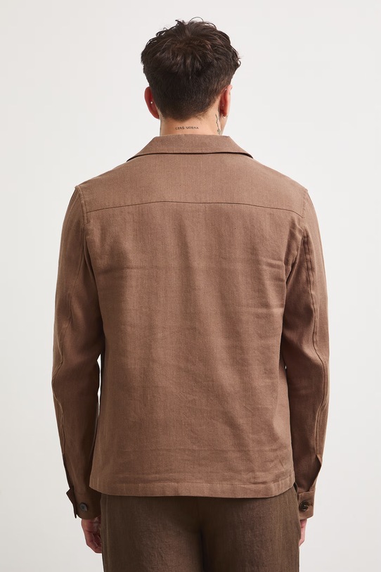 Odzież Kurtka koszulowa męska z lnem RS26-KUM910 brązowy