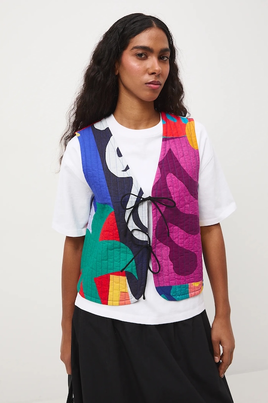 Kamizelka bawełniana damska z kolekcji Eviva L'arte RS26-KZD250 multicolor RS26