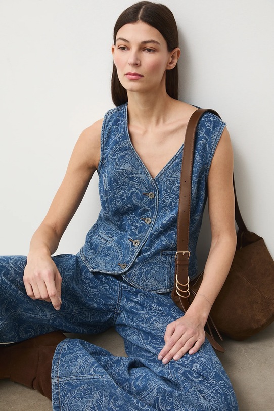 Medicine kamizelka jeansowa tkanina niebieski RS26-KZD300