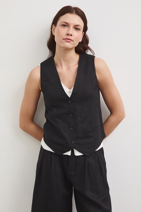 Medicine kamizelka damska lniana czarny RS26-KZD700