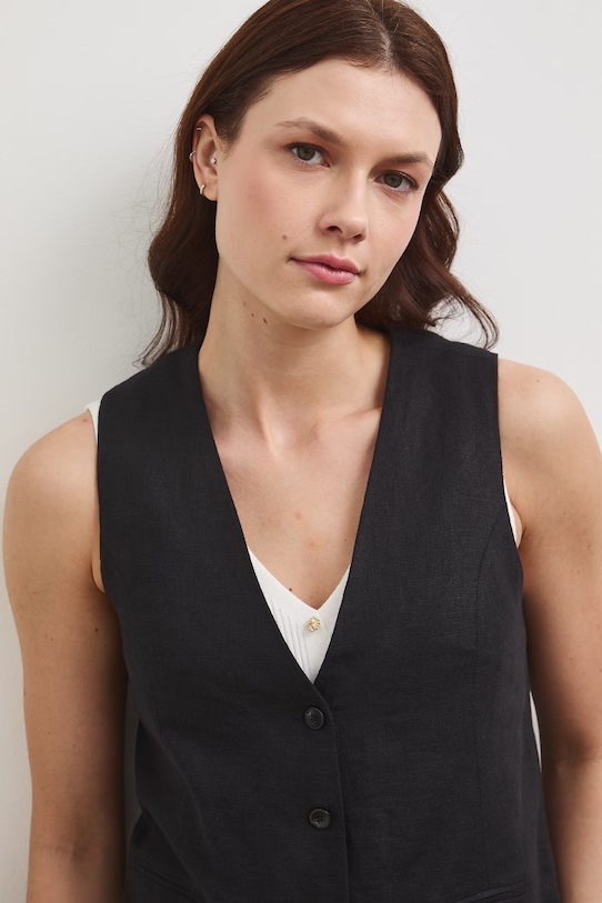 Medicine kamizelka damska lniana RS26-KZD700 czarny