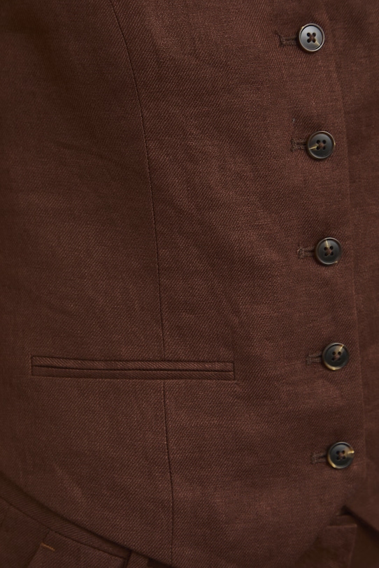 Kamizelka jednorzędowa damska lniana RS26-KZD801 brązowy