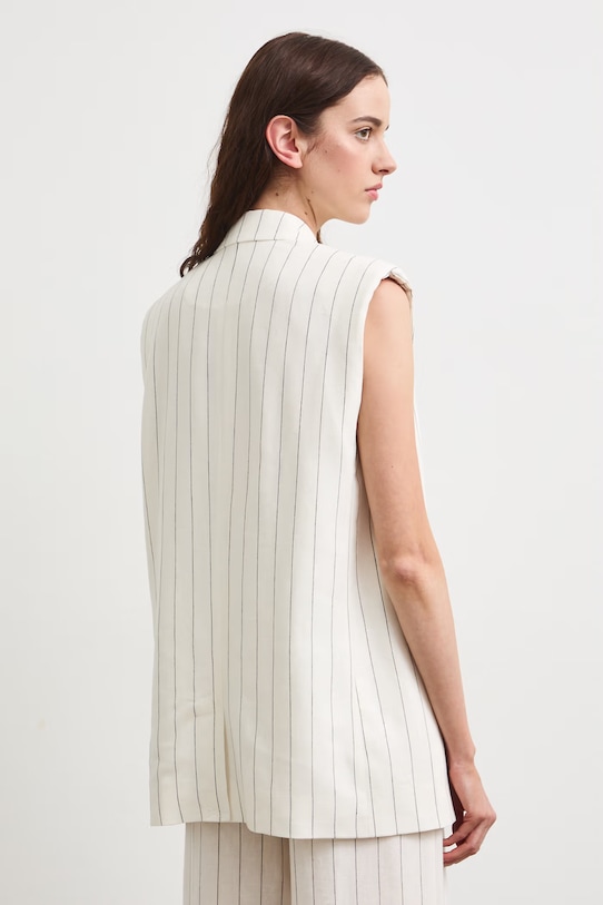 Odzież Medicine kamizelka dwurzędowa damska z dodatkiem lnu RS26-KZD900 beżowy