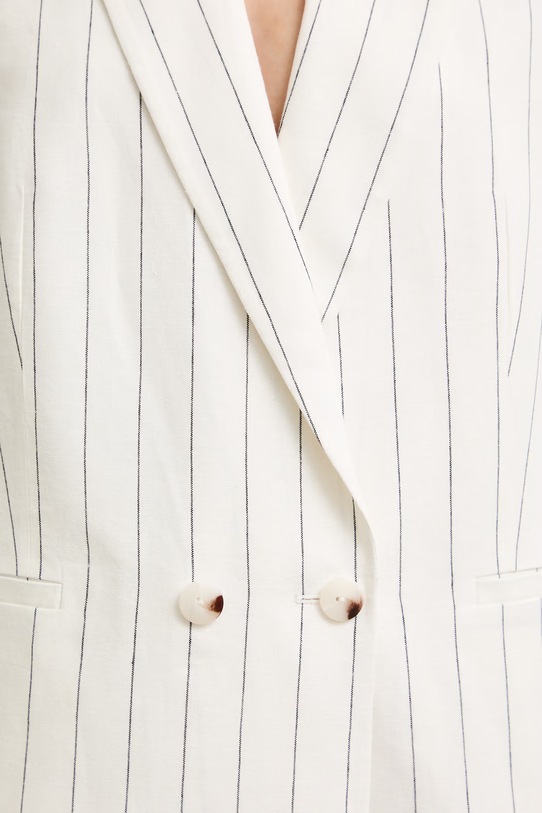 Medicine kamizelka dwurzędowa damska z dodatkiem lnu RS26-KZD900 beżowy