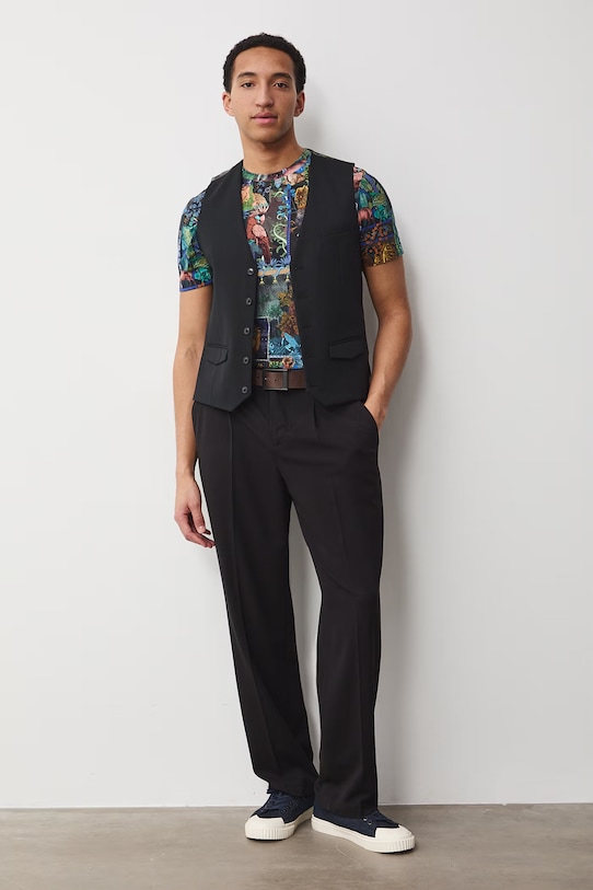 Medicine kamizelka jednorzędowa męska z dodatkiem wełny RS26-KZM624 czarny RS26