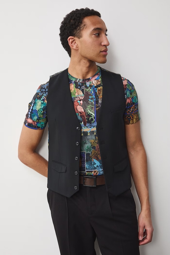 Odzież Medicine kamizelka jednorzędowa męska z dodatkiem wełny RS26-KZM624 czarny