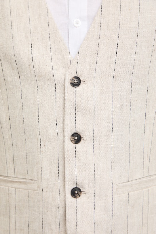 Kamizelka męska lniana w paski RS26-KZM900 beżowy