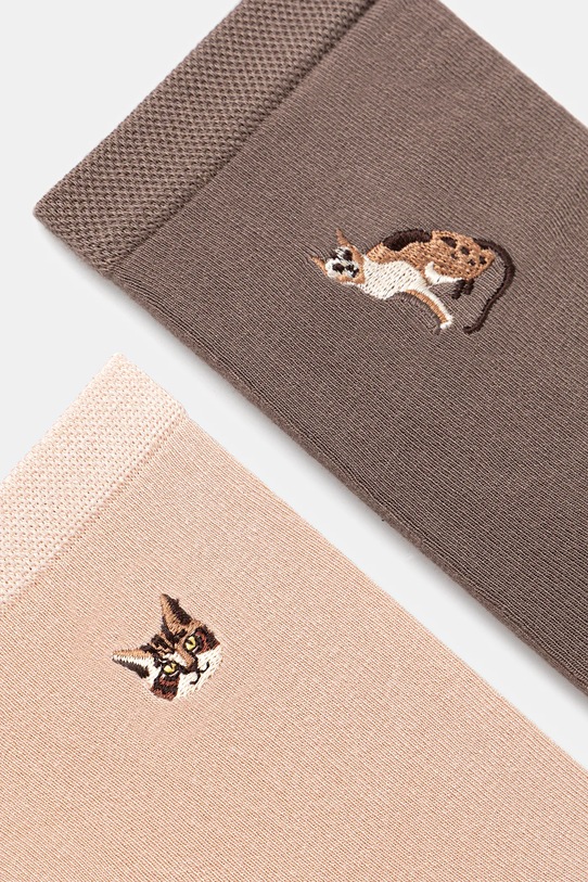 Ponožky s ozdobnou výšivkou s mačkami (2-pack) RS26-LGD302 viacfarebná RS26