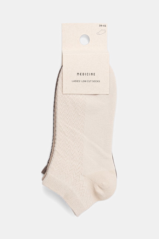 Medicine skarpety damskie bawełniane 3-pack beżowy RS26-LGD533