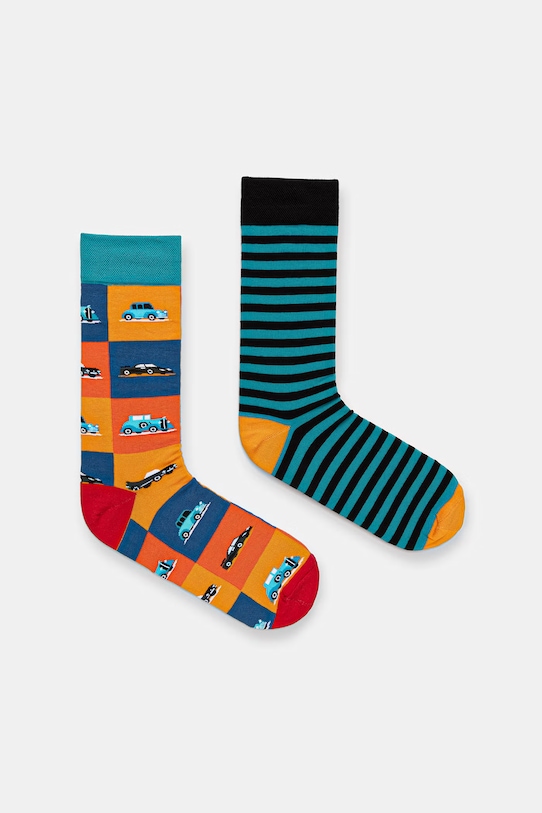 Skarpetki bawełniane męskie w samochody (2-pack) skarpetki długie multicolor RS26-LGM304
