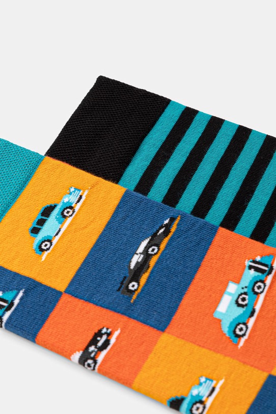 Skarpetki bawełniane męskie w samochody (2-pack) RS26-LGM304 multicolor RS26