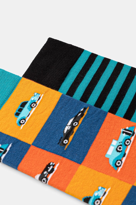 Skarpetki bawełniane męskie w samochody (2-pack) RS26-LGM304 multicolor RS26