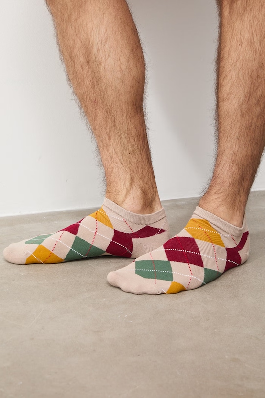 Skarpety męskie bawełniane w kratkę 2-pack RS26-LGM532 multicolor