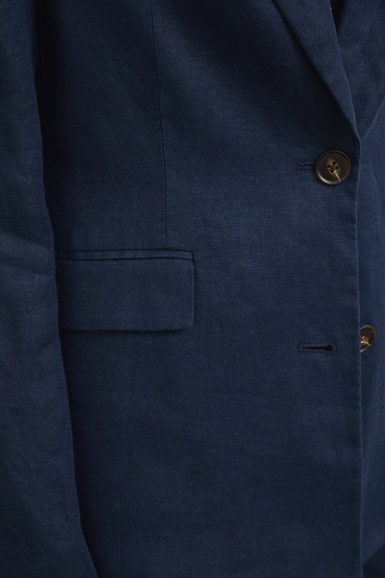 Marynarka jednorzędowa damska lniana gładka RS26-MKD800 granatowy