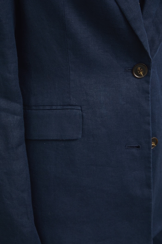 Marynarka jednorzędowa damska lniana gładka RS26-MKD800 granatowy