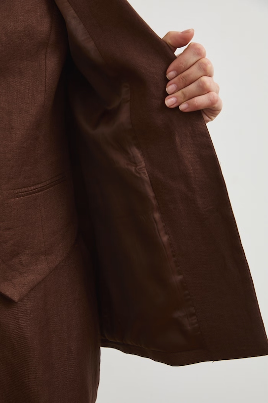 Marynarka jednorzędowa damska lniana gładka RS26-MKD800