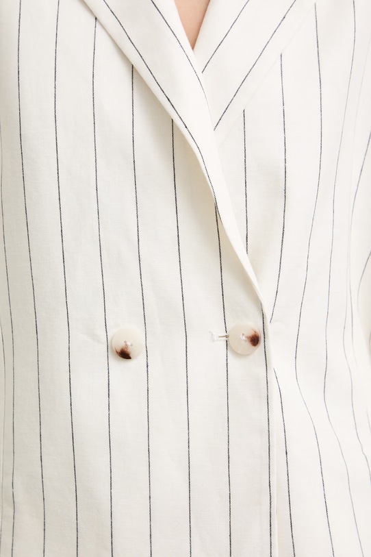 Medicine marynarka dwurzędowa damska z dodatkiem lnu RS26-MKD900 beżowy