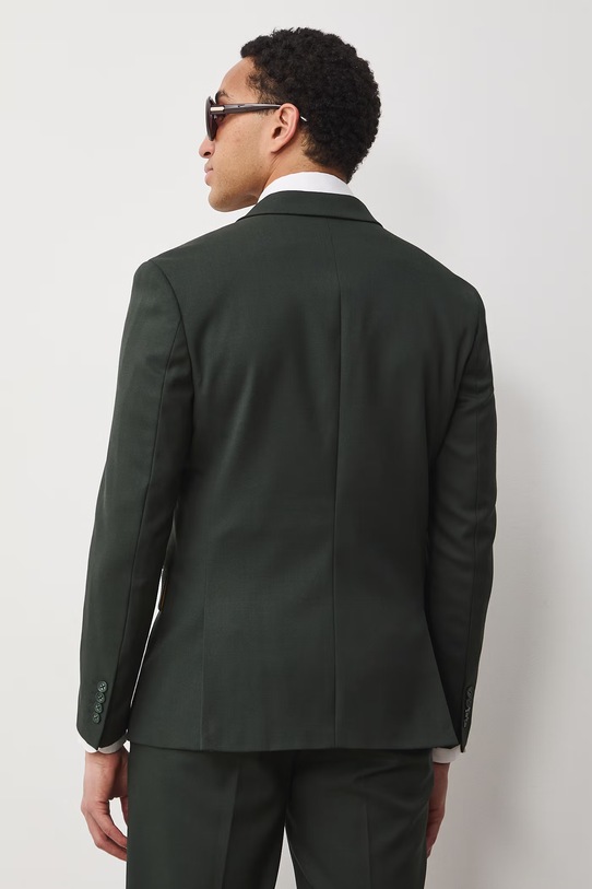 Medicine marynarka dwurzędowa męska z dodatkiem wełny zielony RS26-MKM621