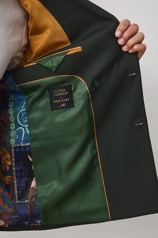 Medicine marynarka dwurzędowa męska z dodatkiem wełny RS26-MKM621