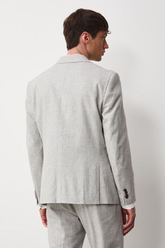 Odzież Medicine marynarka jednorzędowa męska z domieszką lnu RS26-MKM720 beżowy