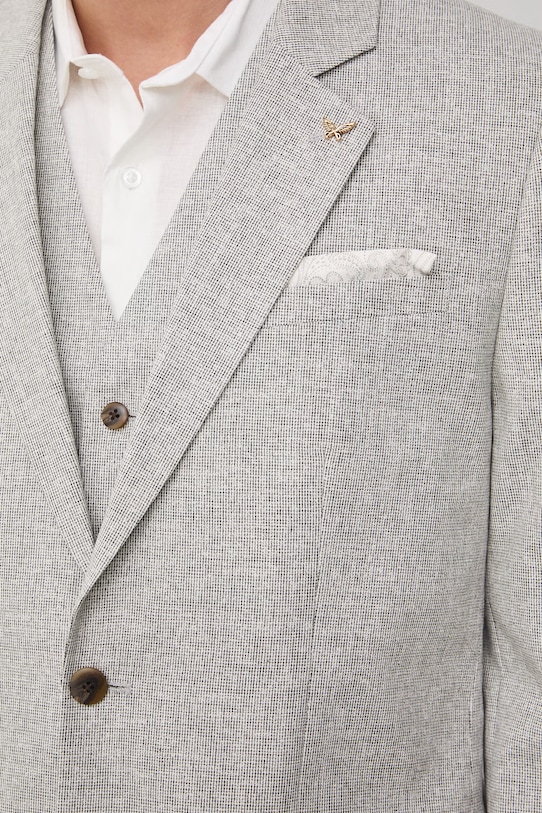 Medicine marynarka jednorzędowa męska z domieszką lnu RS26-MKM720 beżowy