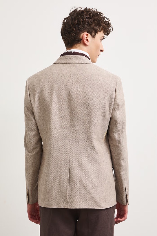 Odzież Marynarka męska z lnem RS26-MKM923 beżowy