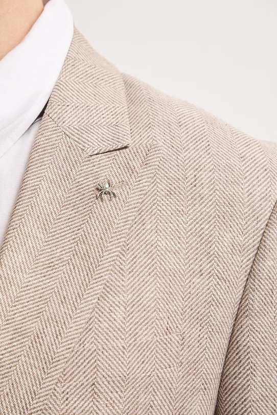 Marynarka męska z lnem RS26-MKM923 beżowy