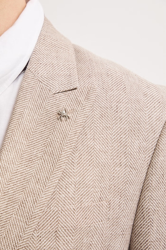 Marynarka męska z lnem RS26-MKM923 beżowy